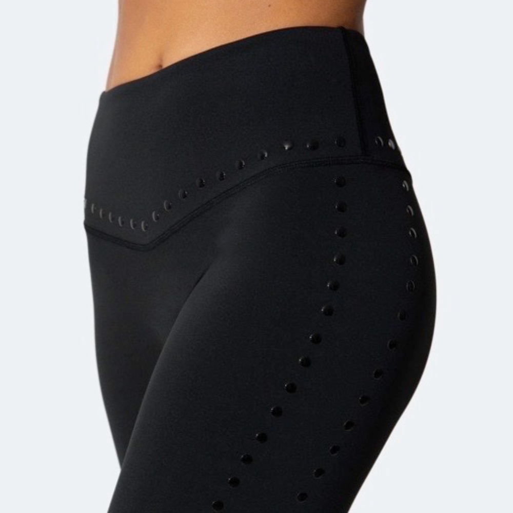 Black Leggings, Size L, Black 'Dot' Detail
